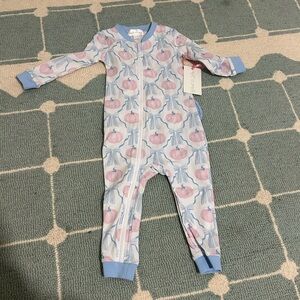 Charming Pumpkin Blue and Pink Kids Footie by Cecil and Lou